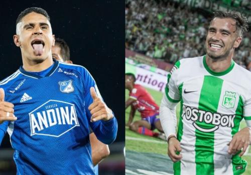 Fotos de dos jugadores: uno de millonarios y otro de nacional. 