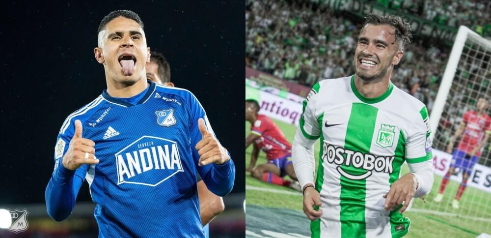 Fotos de dos jugadores: uno de millonarios y otro de nacional. 